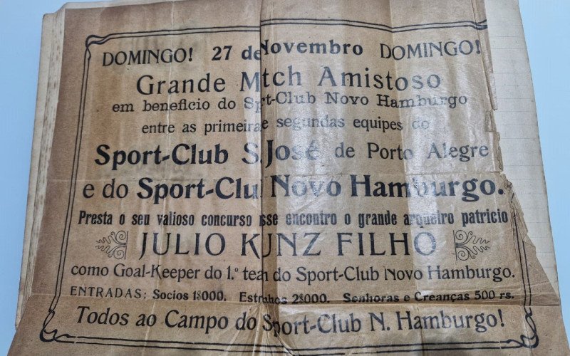 Chamada para jogo entre São José-Poa e Novo Hamburgo, com destaque para Kunz