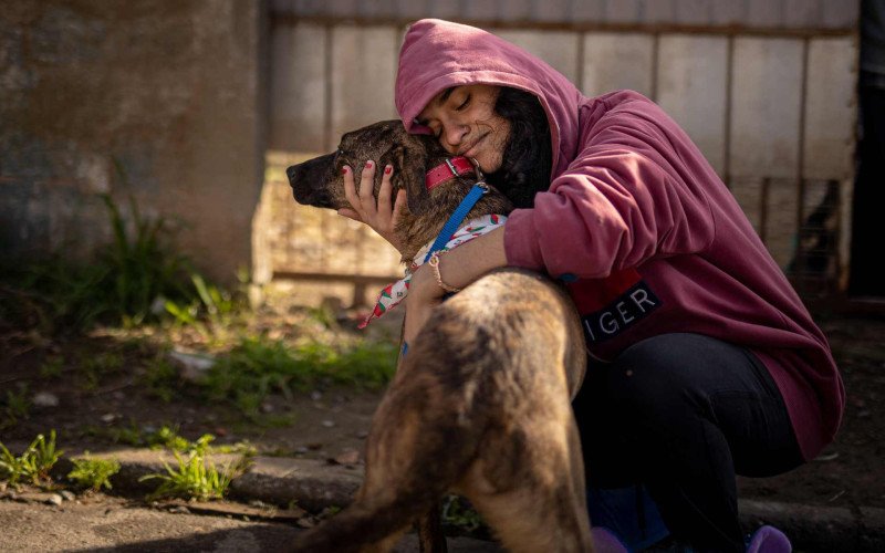 "Reconheci o olhar": Dois anos após enchente, família de Canoas reencontra cachorro perdido; veja momento emocionante