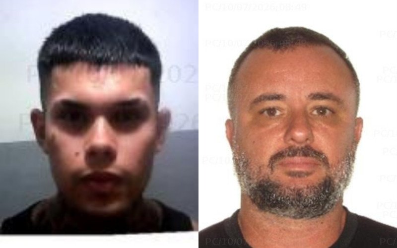 Felipe da Costa e Rodrigo Leite da Silva (da esquerda para direita) são os foragidos procurados pela polícia