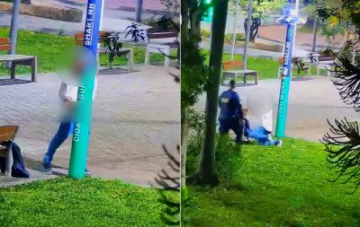 Vídeo: Câmeras flagram homem praticando ato obsceno na Praça do Imigrante