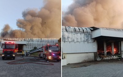 VÍDEO: Incêndio de grandes proporções atinge fábrica da Colcci em Santa Catarina