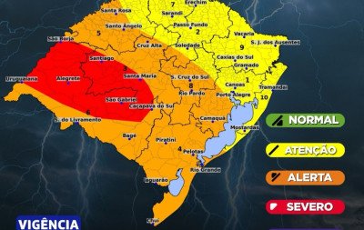 Alerta vermelho: Onda de tempestades deixa parte do RS em risco severo com chance de tornados e ventos de 90 km/h; veja até quando