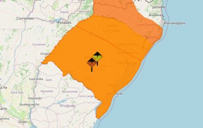 RS tem alerta de perigo para tempestades e vendavais neste domingo; veja áreas afetadas