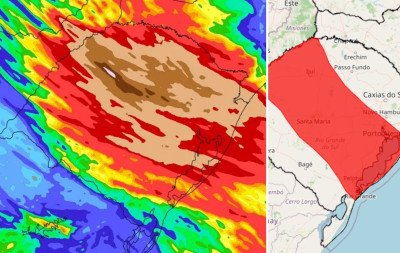Alerta vermelho do Inmet e 200 mm de chuva: Volumes excessivos em 3 dias deixam RS com risco de cheia; veja onde