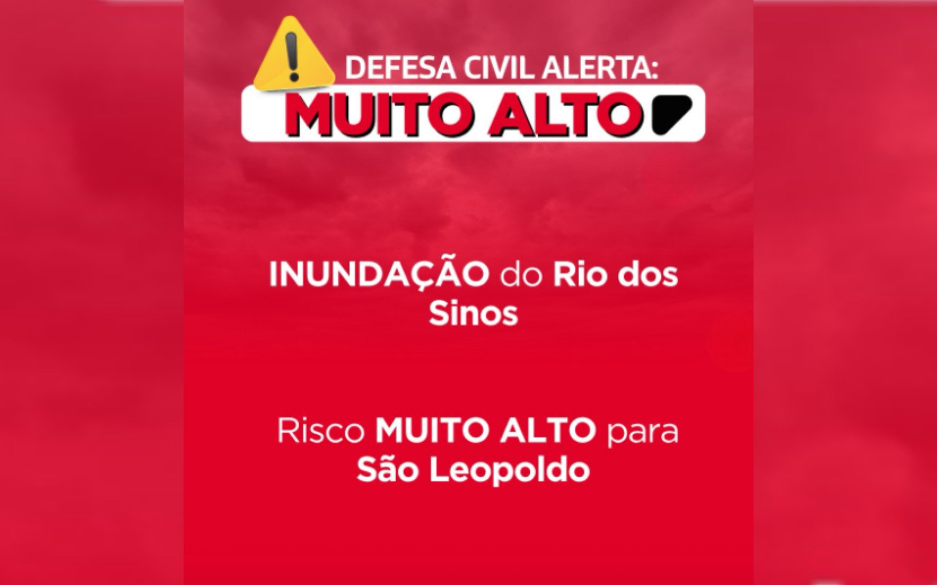 Risco muito alto de inundação: Defesa Civil emite alerta vermelho para São Leopoldo