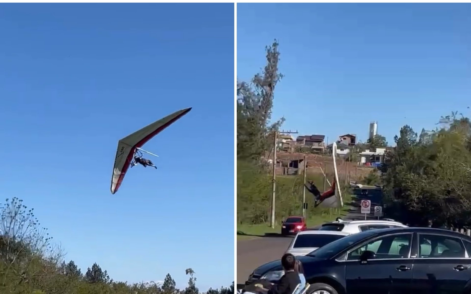 VÍDEO: Piloto de asa-delta sofre queda em Sapiranga