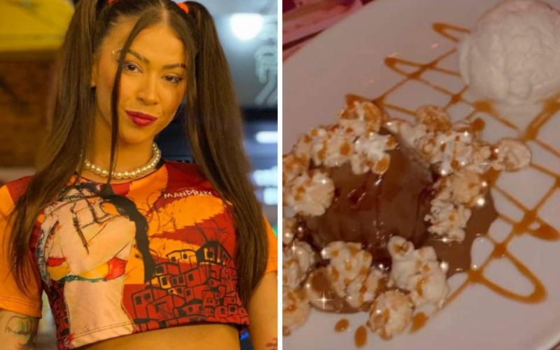 MC Pipokinha recebe sobremesa com seu nome em restaurante famoso e internautas criticam estabelecimento