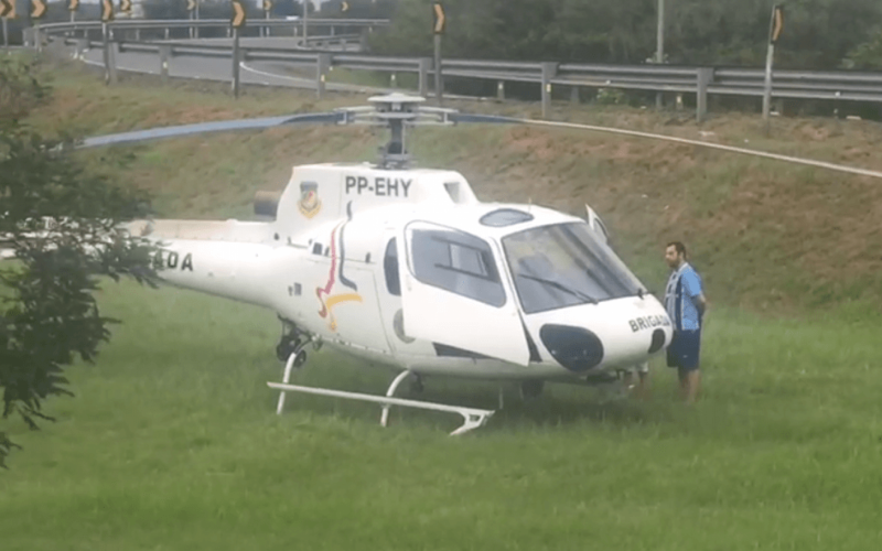 Helicóptero da BM é usado para acompanhar deslocamento das torcidas antes de Grêmio e Ypiranga