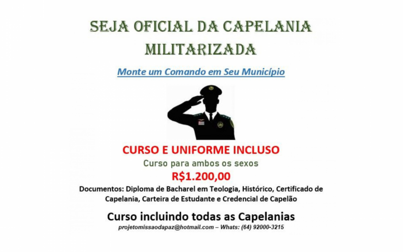Anúncio oferece pacote com "uniforme e patente militar"
