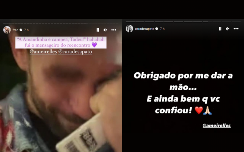 Cara de Sapato chora durante chamada de vídeo com Amanda, vencedora do BBB 23