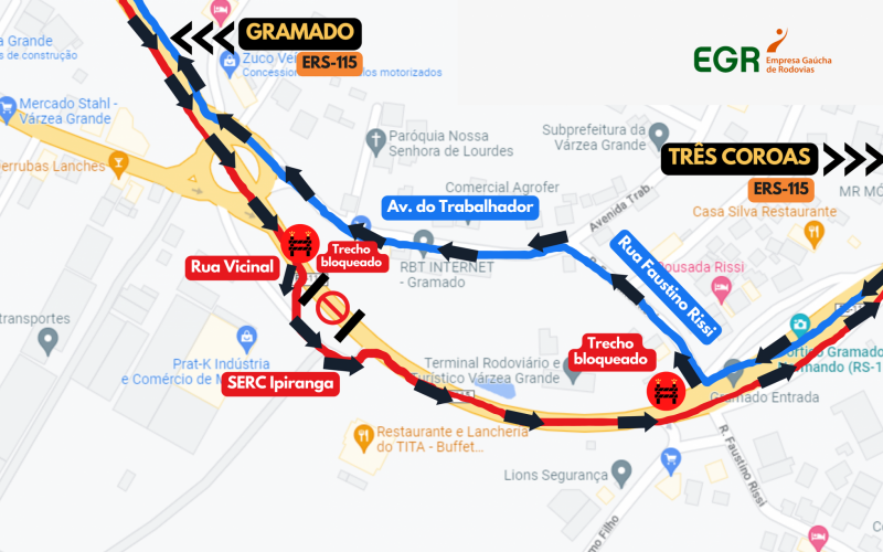 Desvio para os motoristas que precisam utilizar a RS-115 na terça-feira (16)