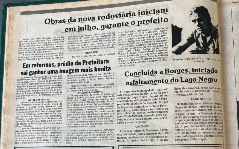 Promessa de construção de uma estação rodoviária em Gramado, em 1984