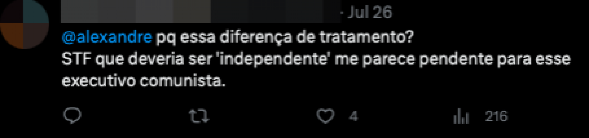 Diversos usuários comentaram na publicação investigada com questionamentos e críticas à suposta diferença de tratamento dada pelo ministro aos presidentes. | Jornal NH