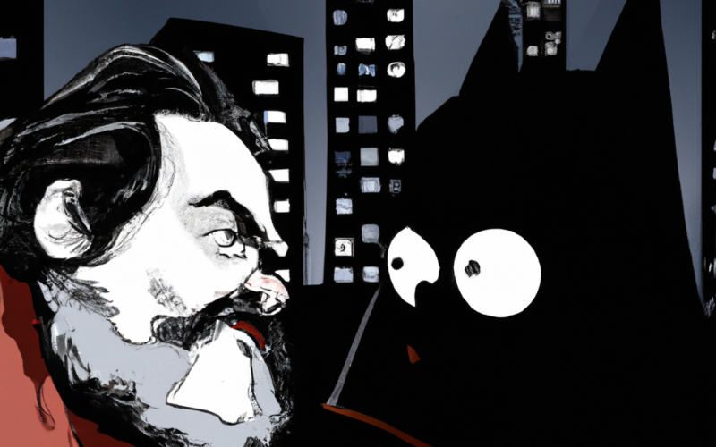 Ilustração criada pelo bot de inteligência artificial Dall.E, dentro da temática "Batman vs Marx" | Jornal NH