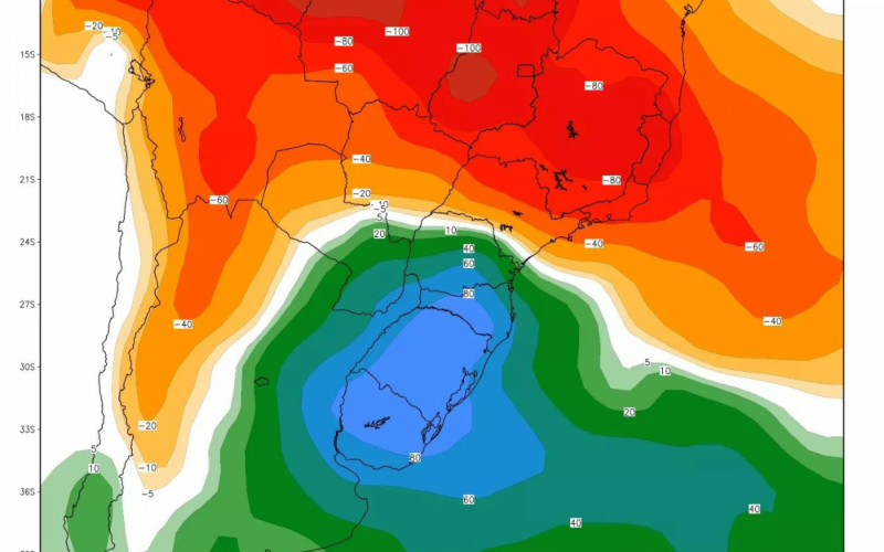 Projeção de anomalia de precipitação (desvio da média) no trimestre setembro a novembro do modelo do SEAS5 | Jornal NH