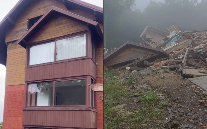 GRAMADO: Veja o antes e o depois do prédio de luxo que desabou após movimentação de terra; vídeos