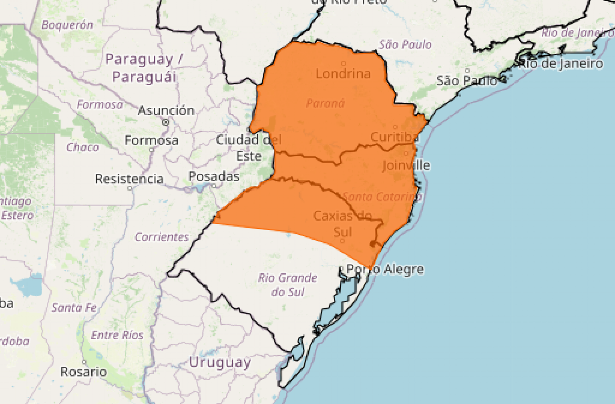 PREVISÃO DO TEMPO: Inmet emite alerta de perigo para tempestade na região Sul do Brasil