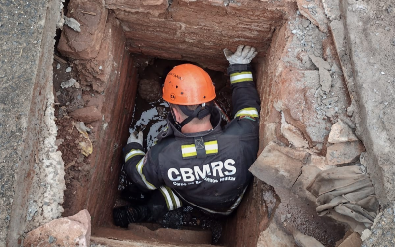 Filhote Ã© resgatado de dentro de bueiro pelos Bombeiros no Vale do Sinos