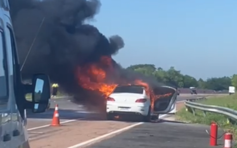 'Só deu tempo de a gente abrir as portas e sair correndo': Carro com casal e crianças pega fogo na free way | abc+