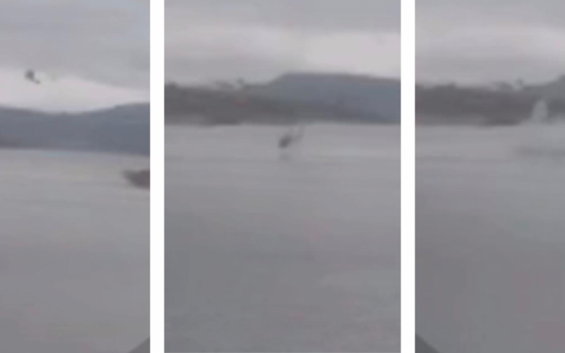 Helicóptero com quatro pessoas a bordo cai na água; veja vídeo do momento do acidente
