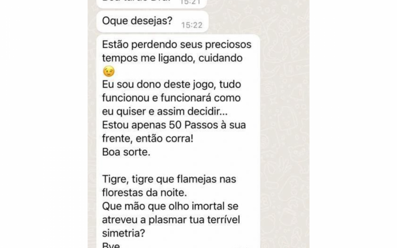 Prints das mensagens de ameaÃ§a recebidos pelas voluntÃ¡ria e advogada da ONG