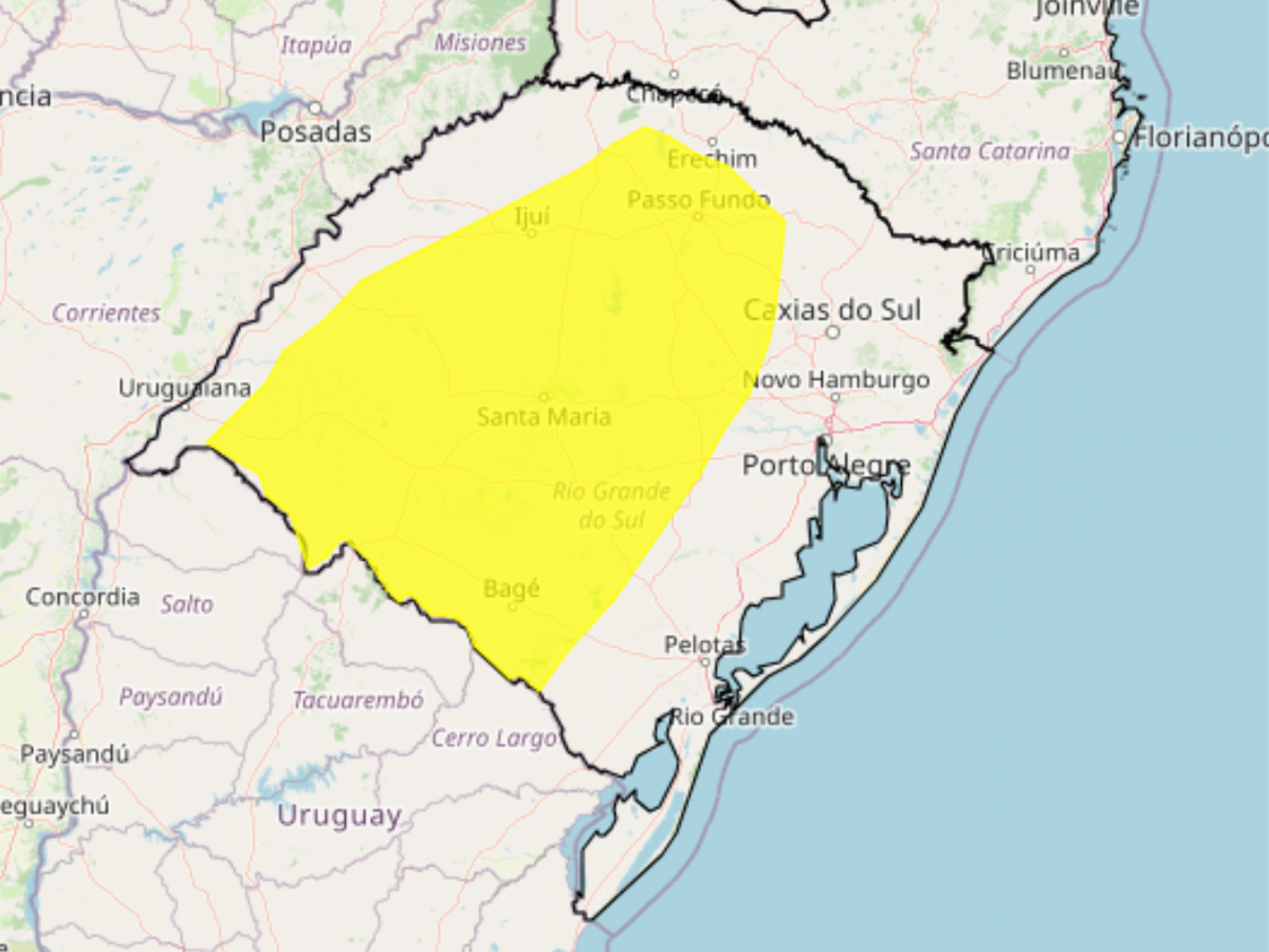TEMPESTADE: RS tem alerta amarelo para região Metropolitana de Porto Alegre e outras cinco