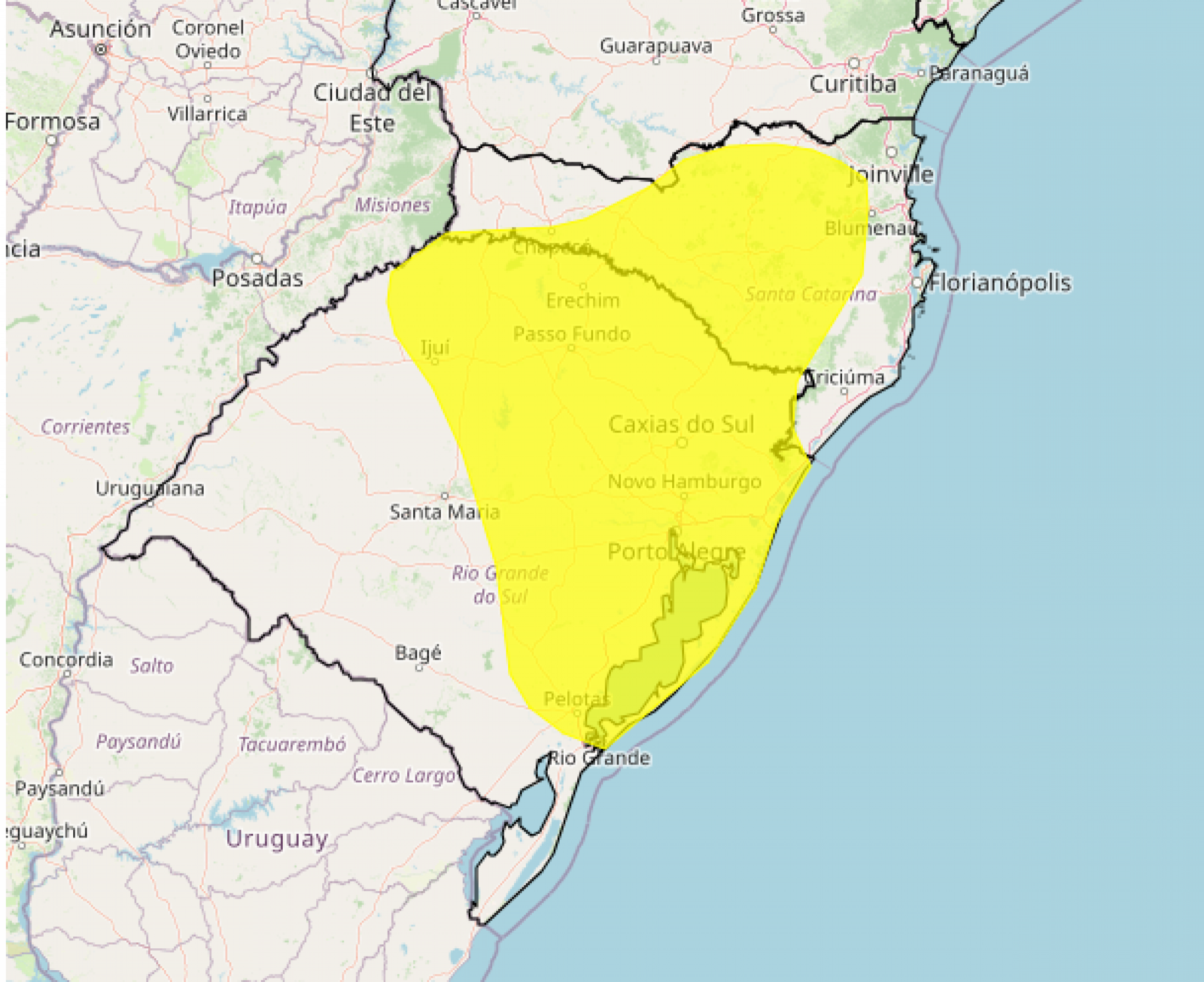 PREVISÃO DO TEMPO: Alerta do Inmet tem chuva e vento intenso no RS e SC; confira detalhes