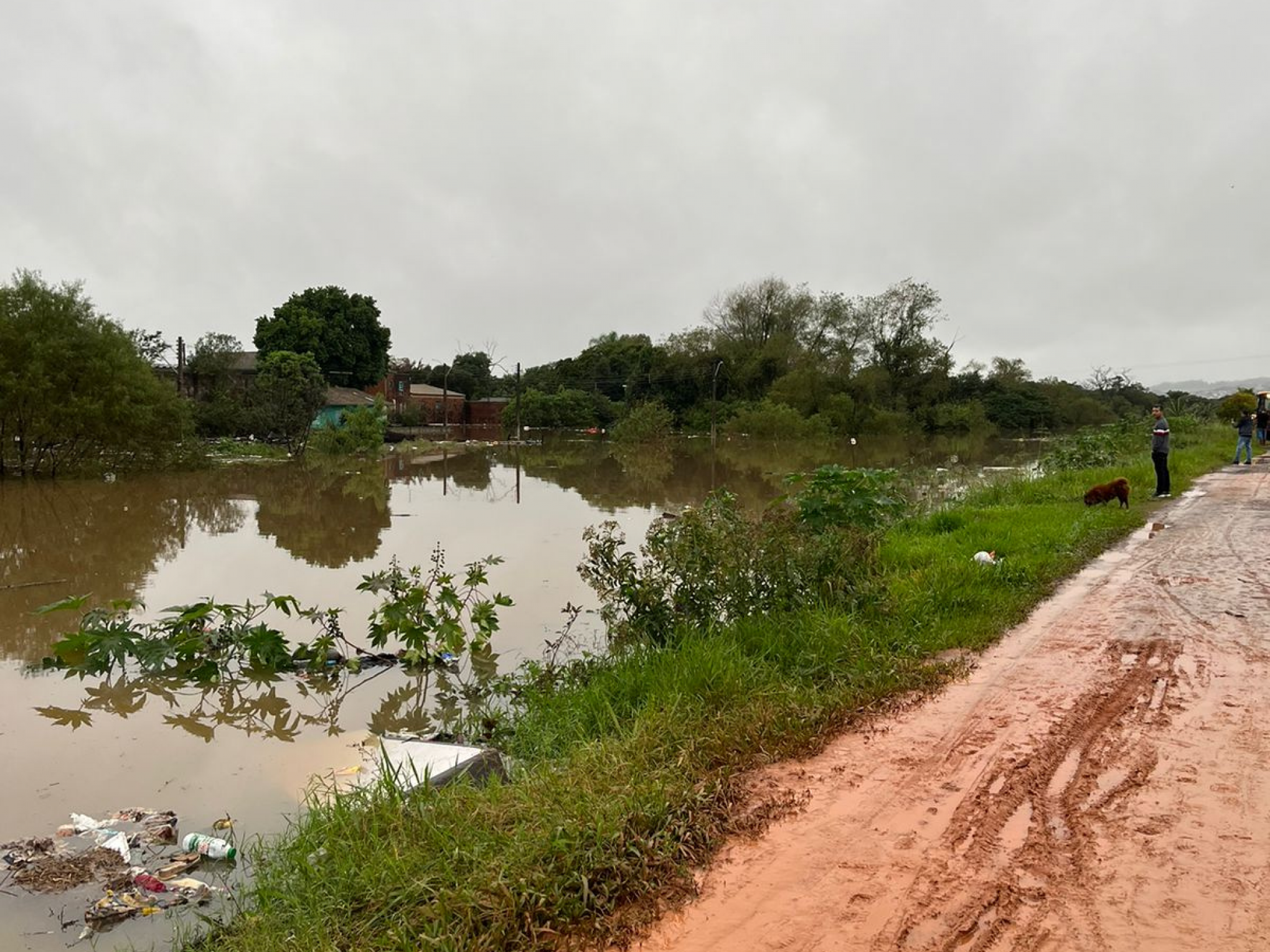 CATÁSTROFE NO RS: Imagens mostram a situação do Rio dos Sinos no dique do bairro Santo Afonso
