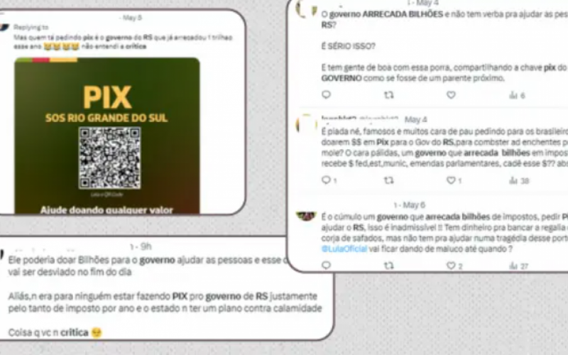 No X (antigo Twitter), usuários argumentam que governo do RS arrecada bilhões e deveria ter verba para ajudar os atingidos pelas enchentes  | abc+