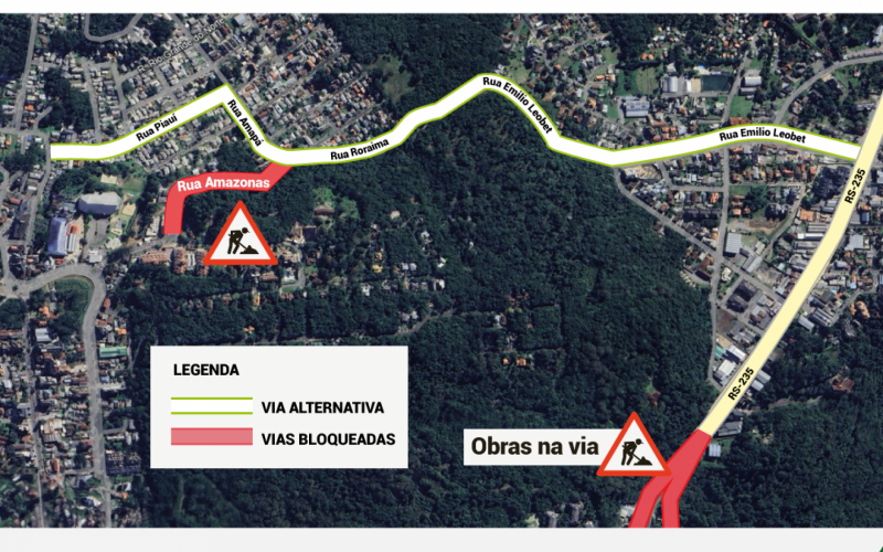 Mapa do desvio disponibilizado pela Prefeitura de Gramado