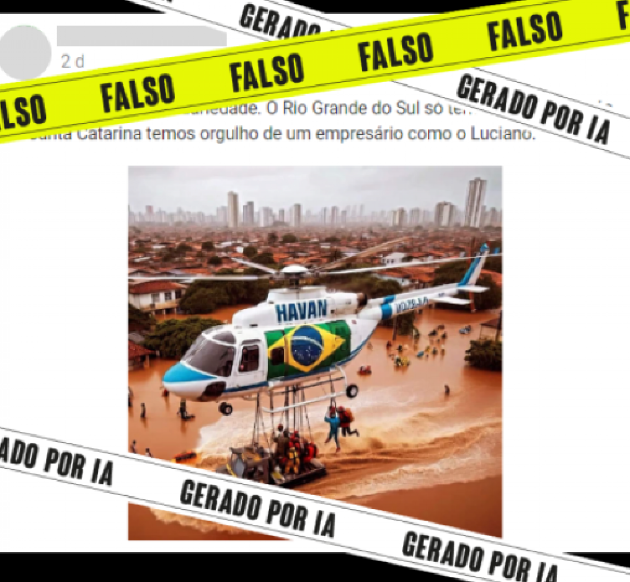 AGÊNCIA LUPA: É falsa a imagem viral que mostra helicóptero da Havan em resgate no RS