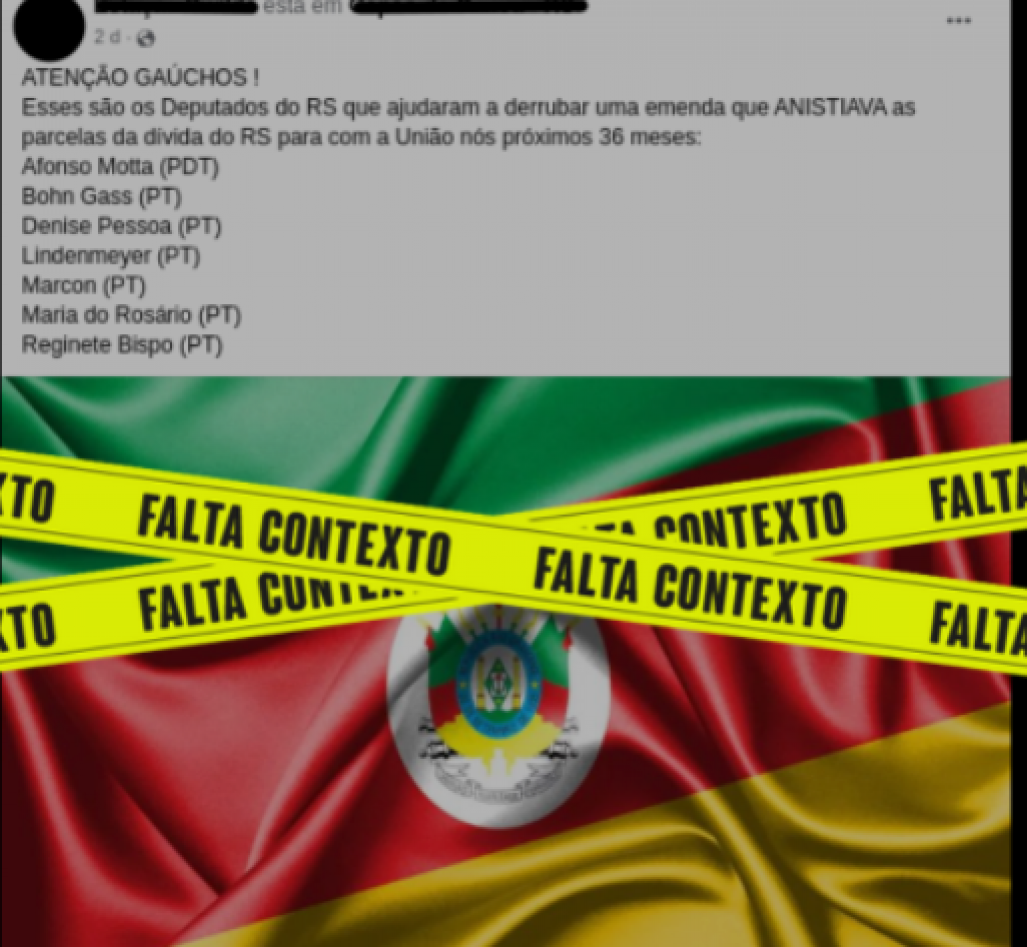 AGÊNCIA LUPA: Falta contexto ao post sobre deputados gaúchos que votaram contra anistia da dívida do Estado