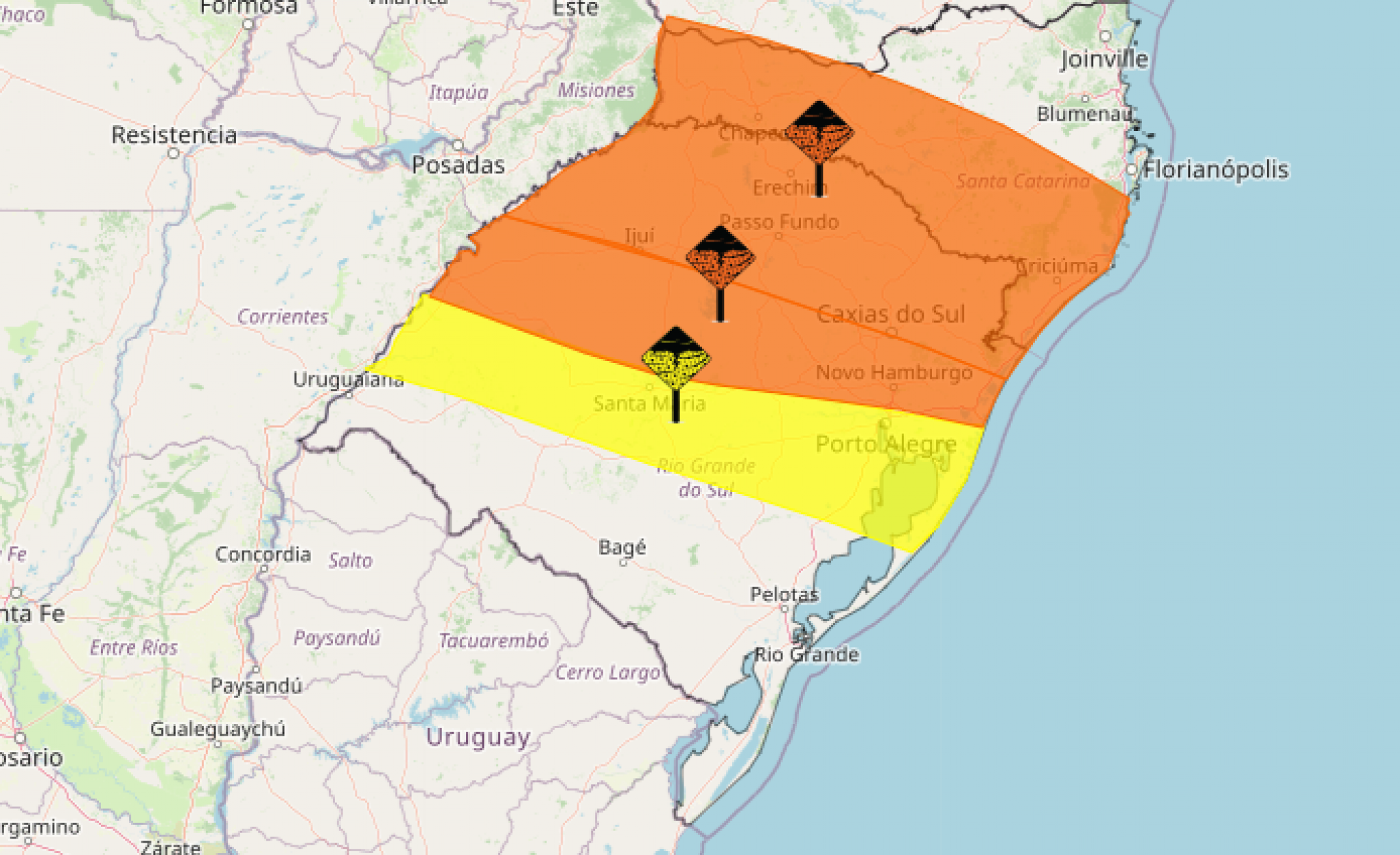PREVISÃO DO TEMPO: RS tem três alertas de tempestades nesta segunda-feira; confira