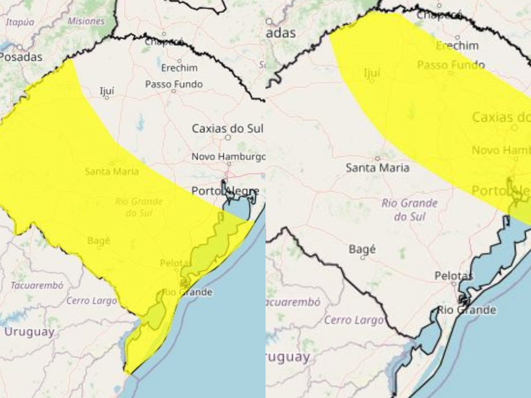 PREVISÃO DO TEMPO: Rio Grande do Sul tem dois alertas para risco de tempestade