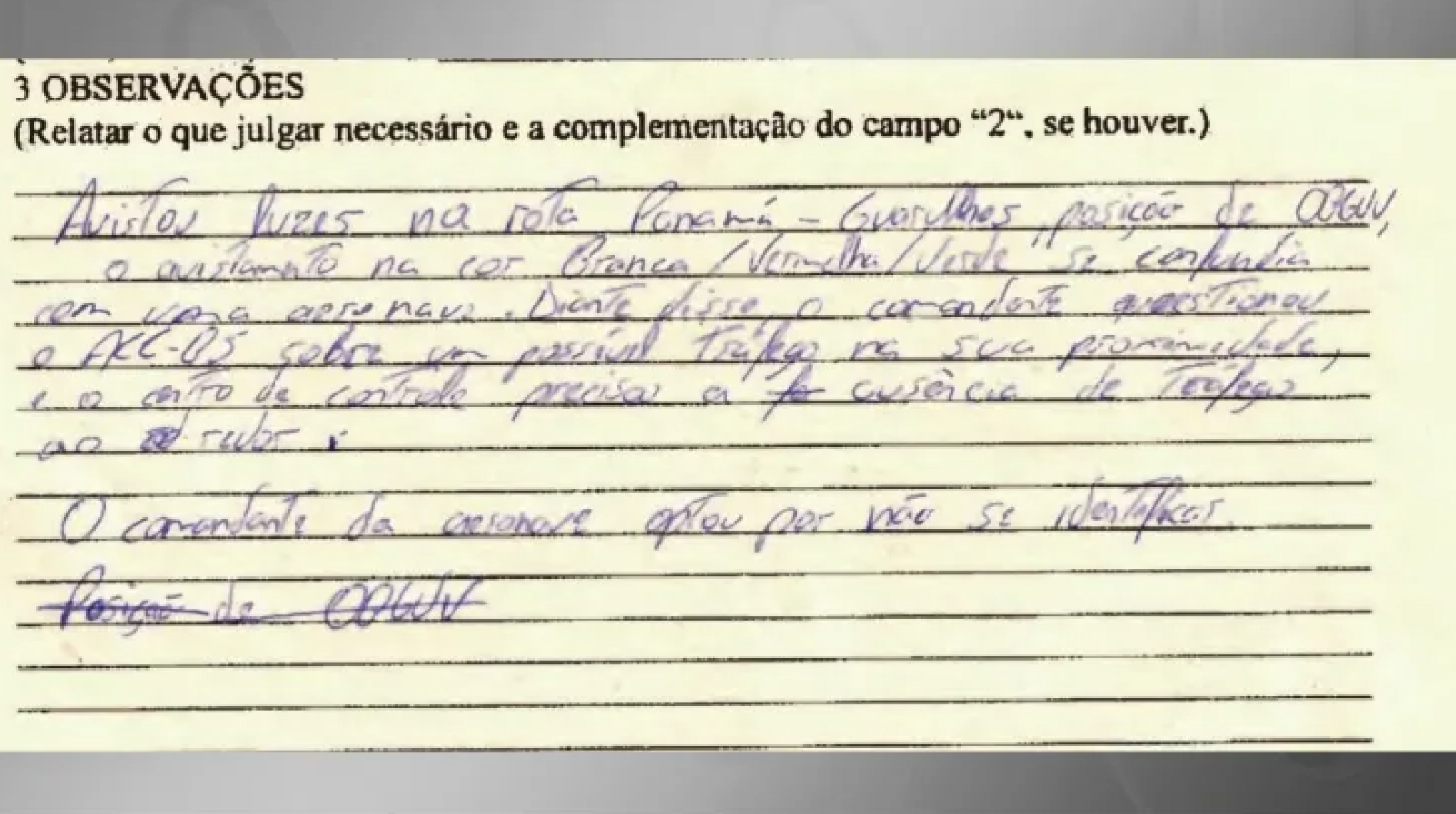 Documentos com relatos de pilotos brasileiros sobre OVNIs são revelados