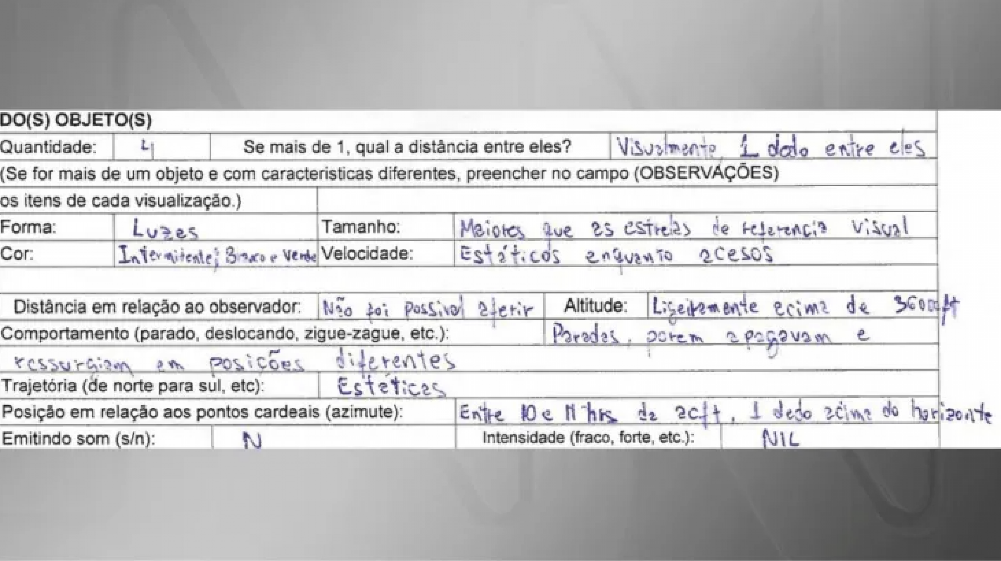 Documentos com relatos de pilotos brasileiros sobre OVNIs são revelados