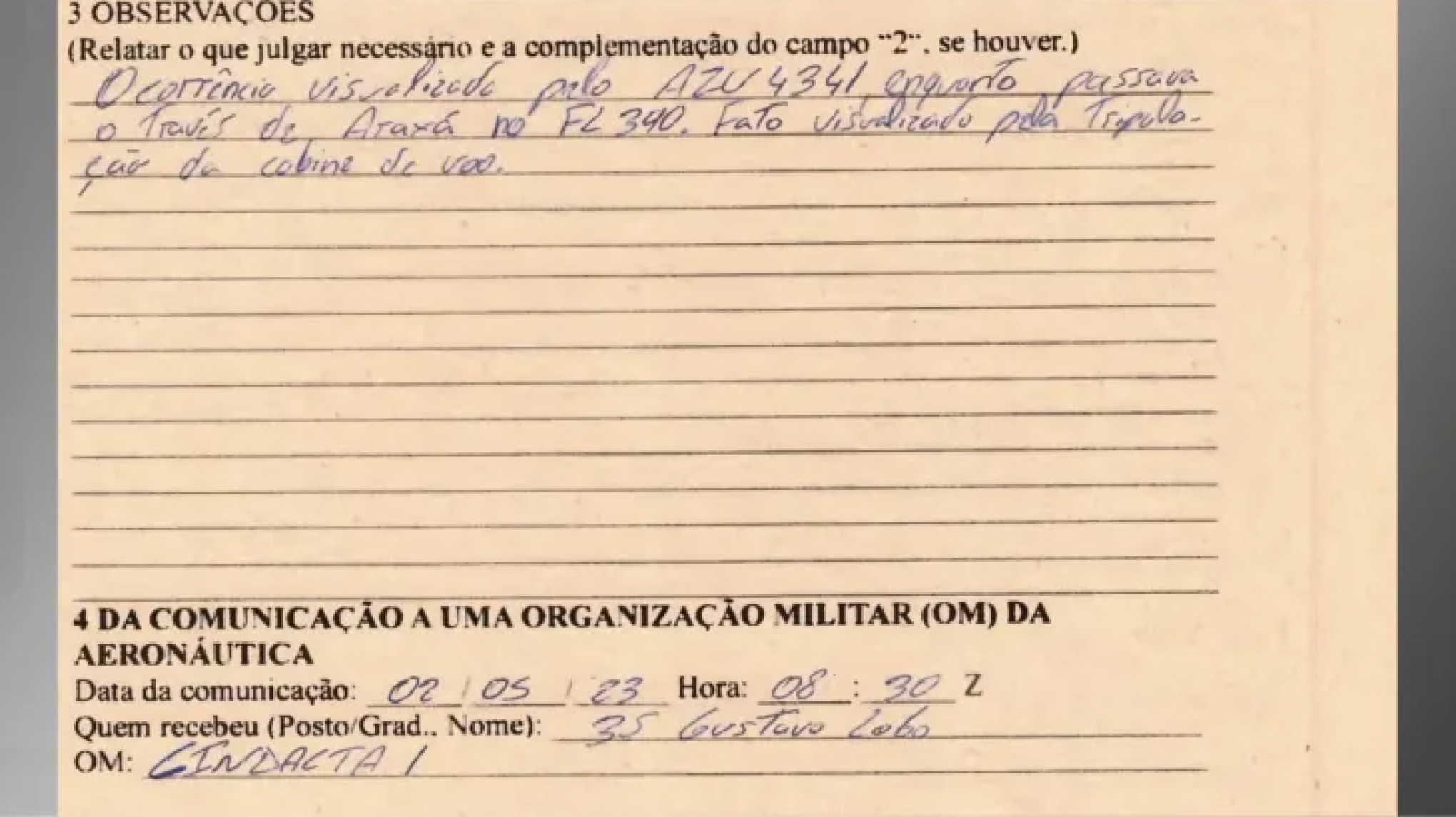 Documentos com relatos de pilotos brasileiros sobre OVNIs são revelados