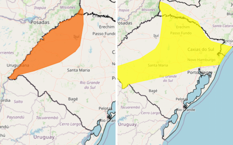 PREVISÃO DO TEMPO: Rio Grande do Sul tem dois alertas do Inmet para tempestades | abc+