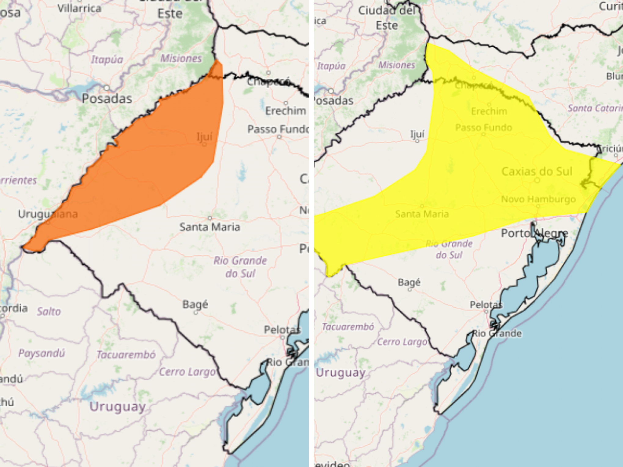 PREVISÃO DO TEMPO: Rio Grande do Sul tem dois alertas do Inmet para tempestades