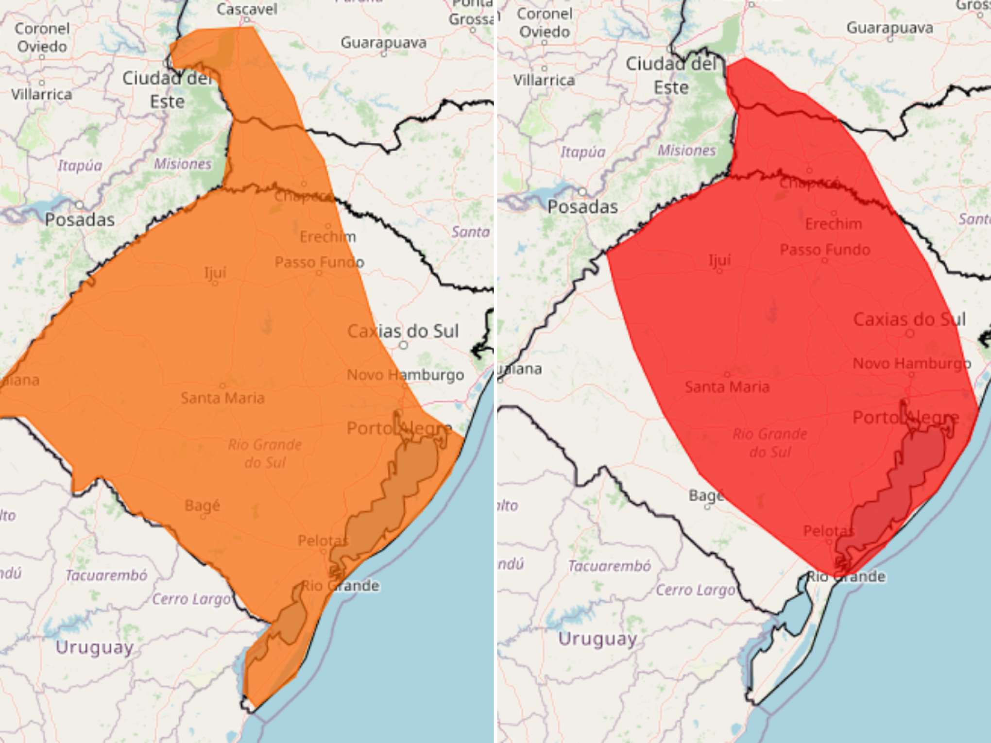 Chuva, ventos fortes e queda de granizo: Defesa Civil e Inmet emitem novos alertas para o RS