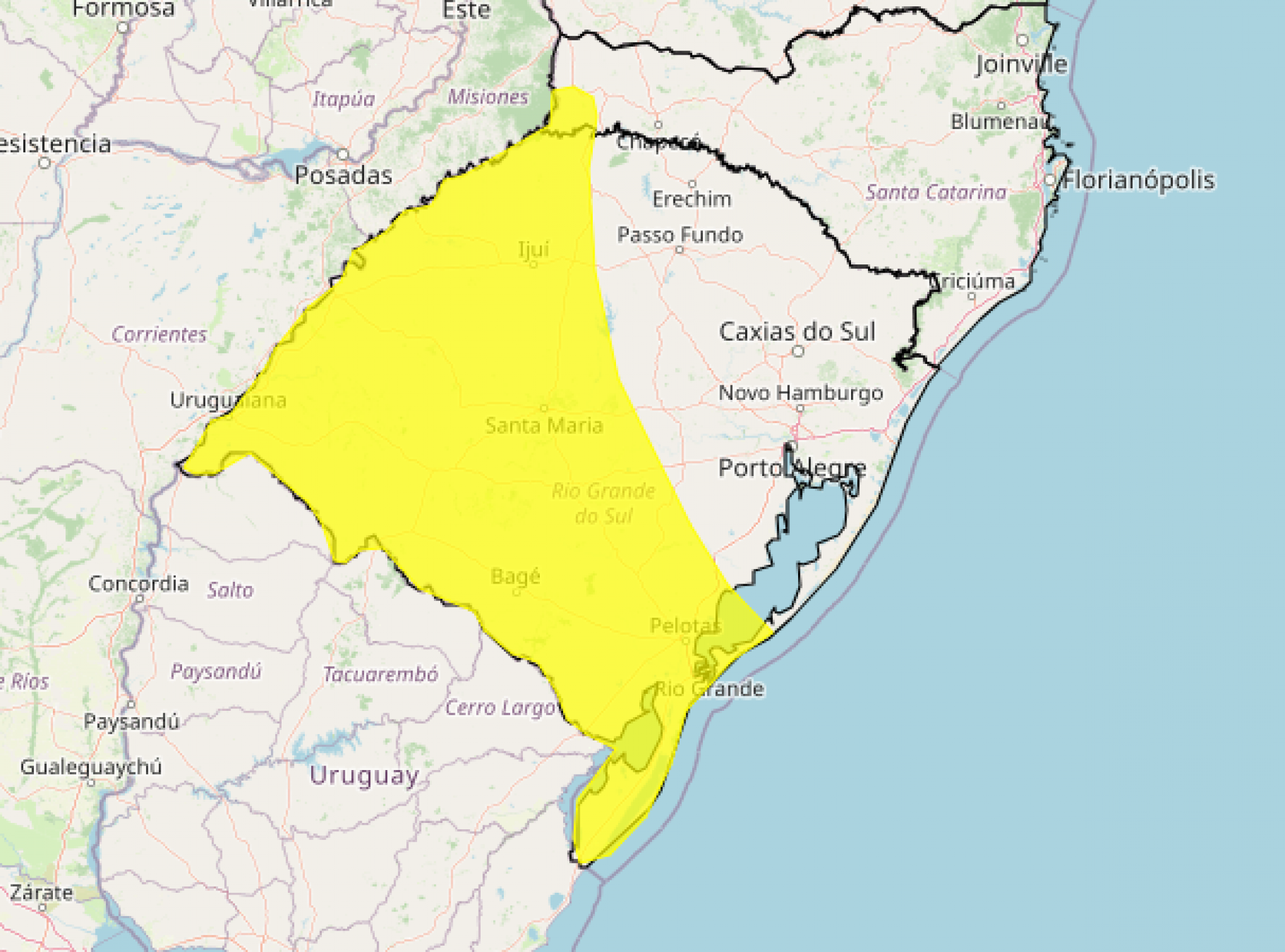 PREVISÃO DO TEMPO: Inmet alerta para chuva nas próximas horas no RS