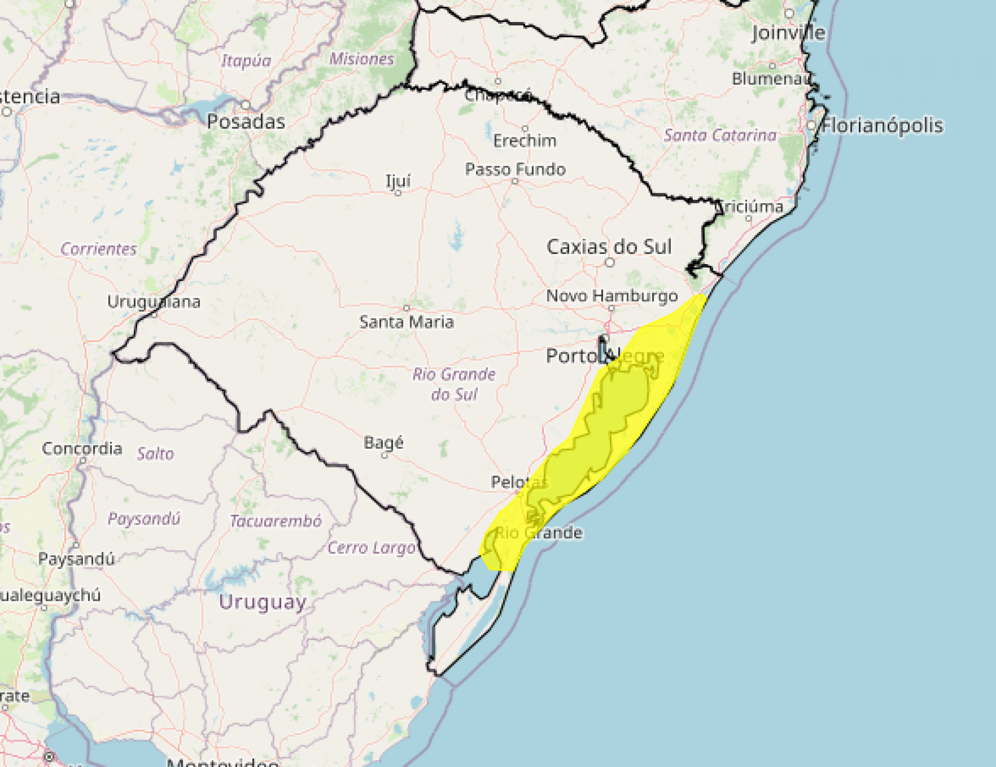 PREVISÃO DO TEMPO: Inmet alerta para rajadas de vento no litoral do Rio Grande do Sul