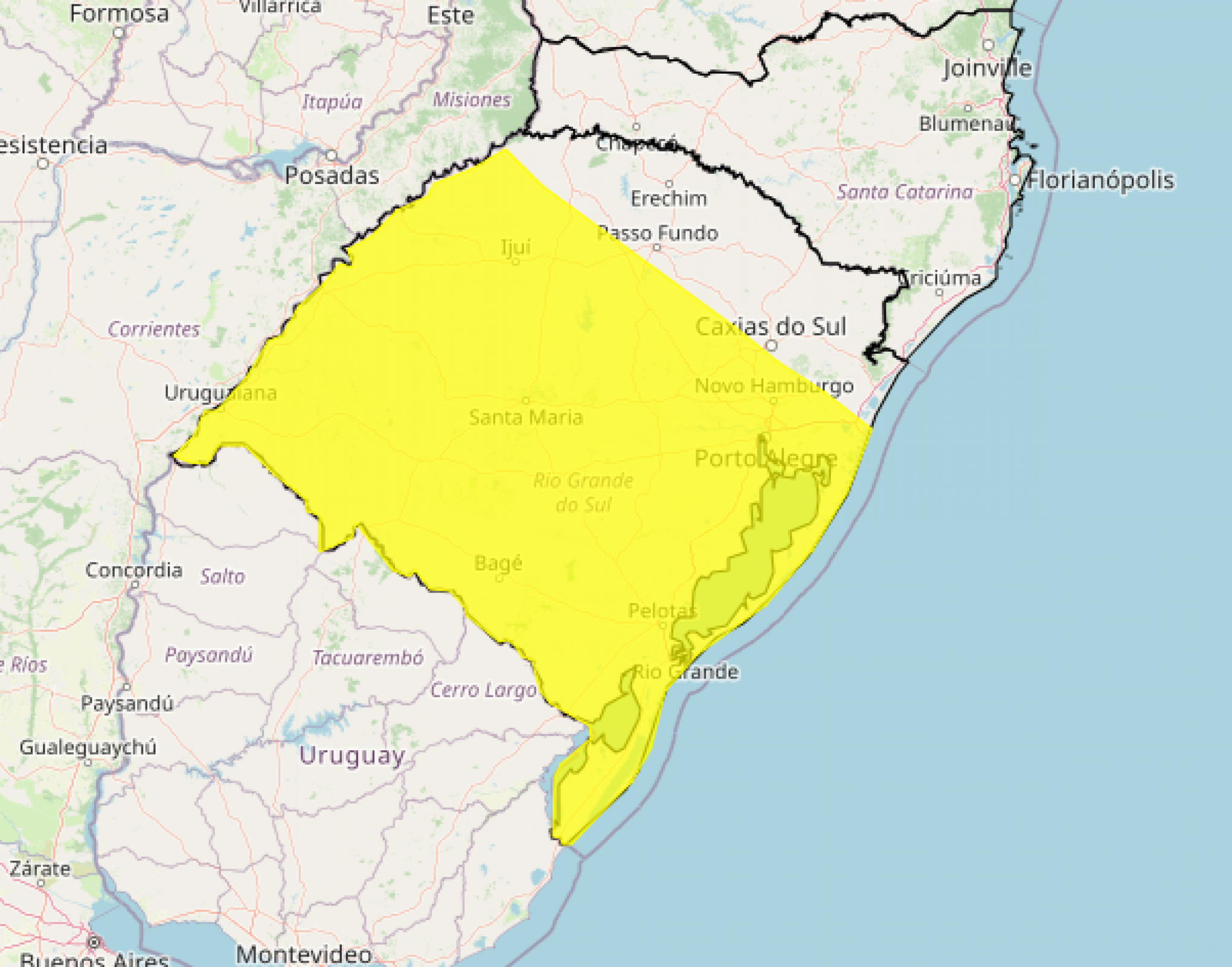 PREVISÃO DO TEMPO: Inmet alerta para chuva nas próximas horas no RS