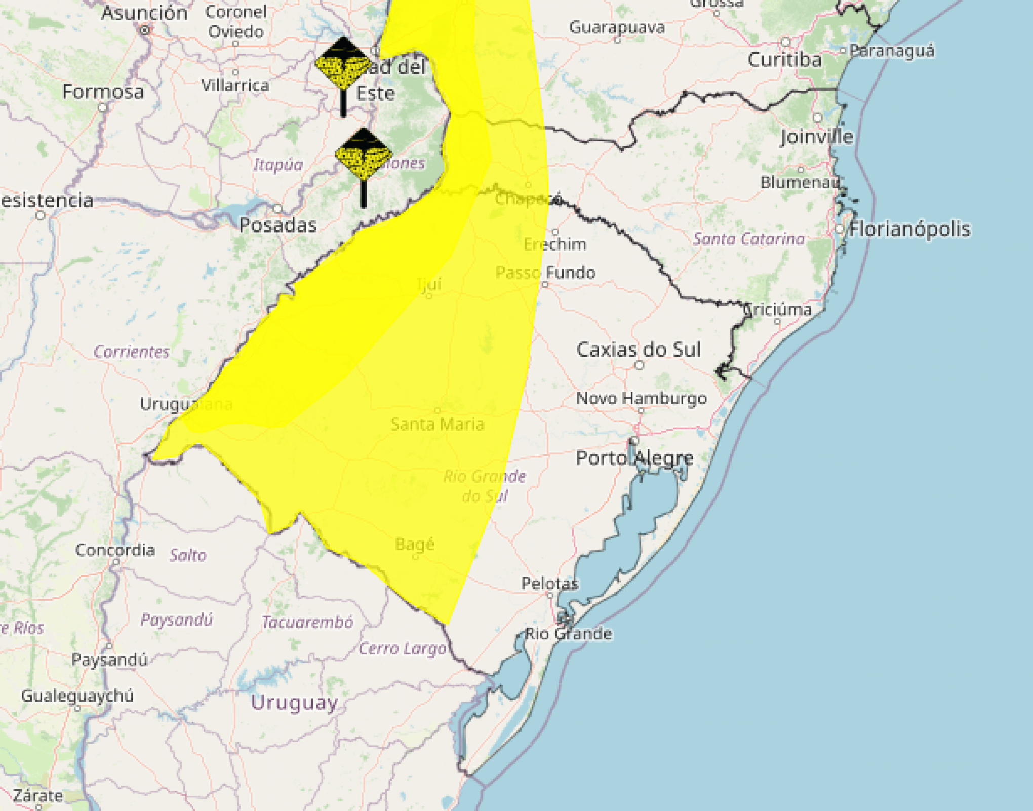 PREVISÃO DO TEMPO: Inmet e Defesa Civil do Estado alertam para chuva forte e rajadas de vento de no RS