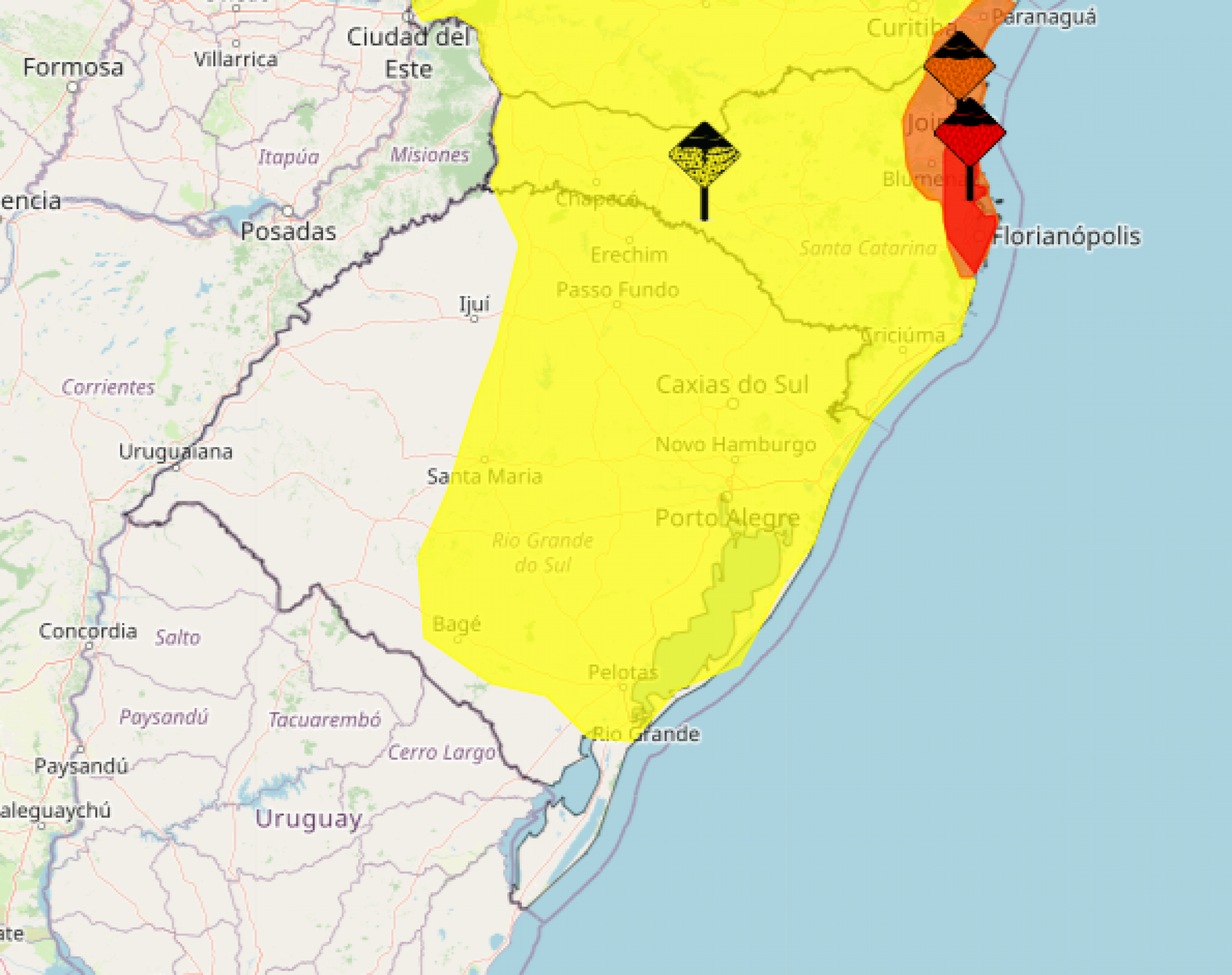 PREVISÃO DE CHUVA: Rio Grande do Sul e Santa Catarina sob alerta do Inmet