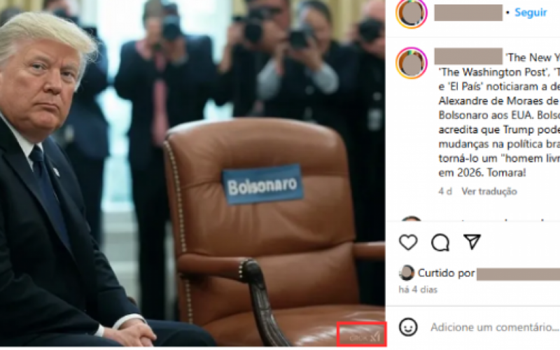 Post publicado dois dias antes da publicação verificada pelo Comprova e encontrado a partir de busca reversa no Google Imagens; a imagem mostra a marca d´água do Grok.  | abc+