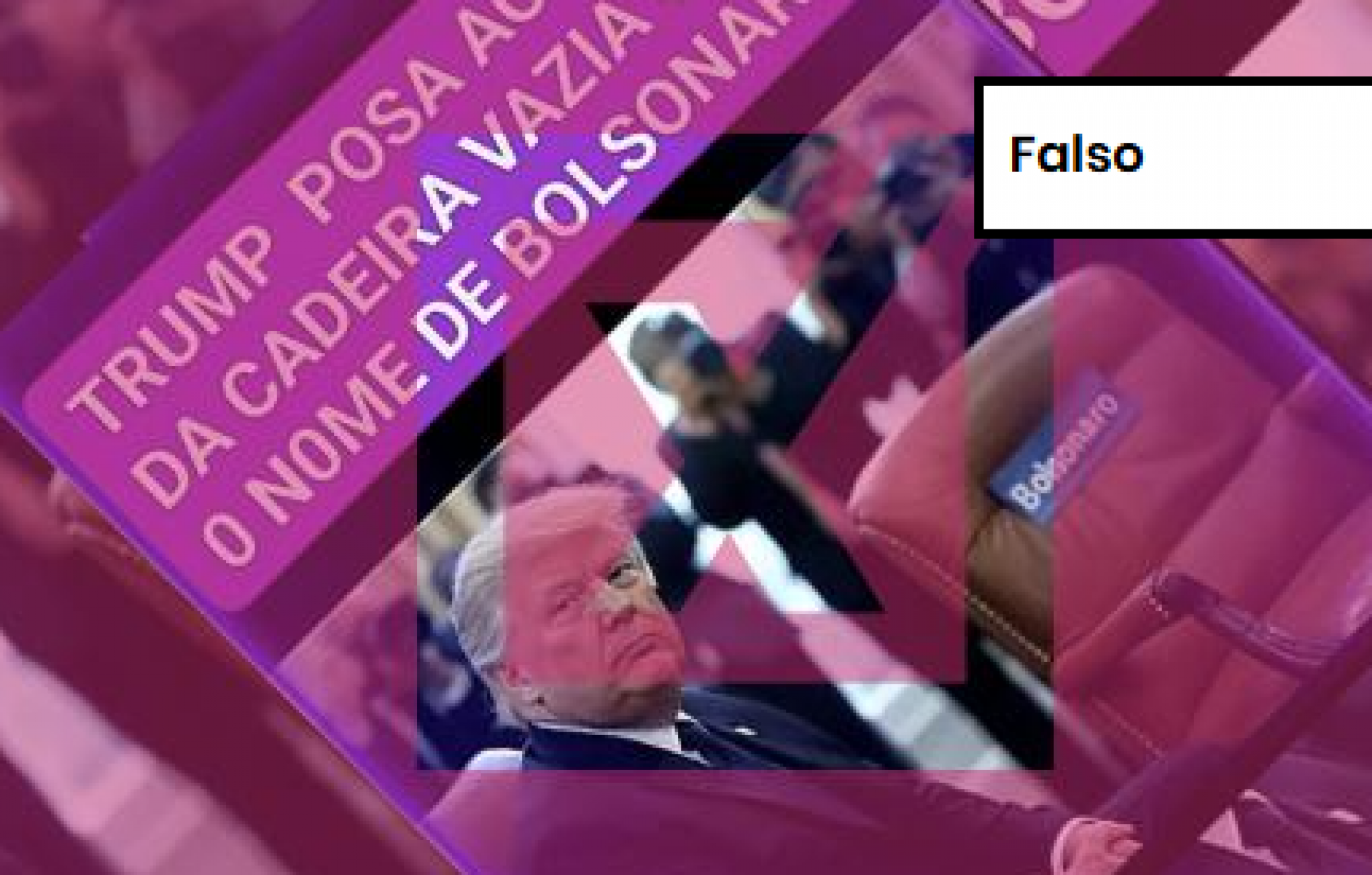 PROJETO COMPROVA: Imagem de Trump ao lado de cadeira com nome de Bolsonaro foi criada com IA