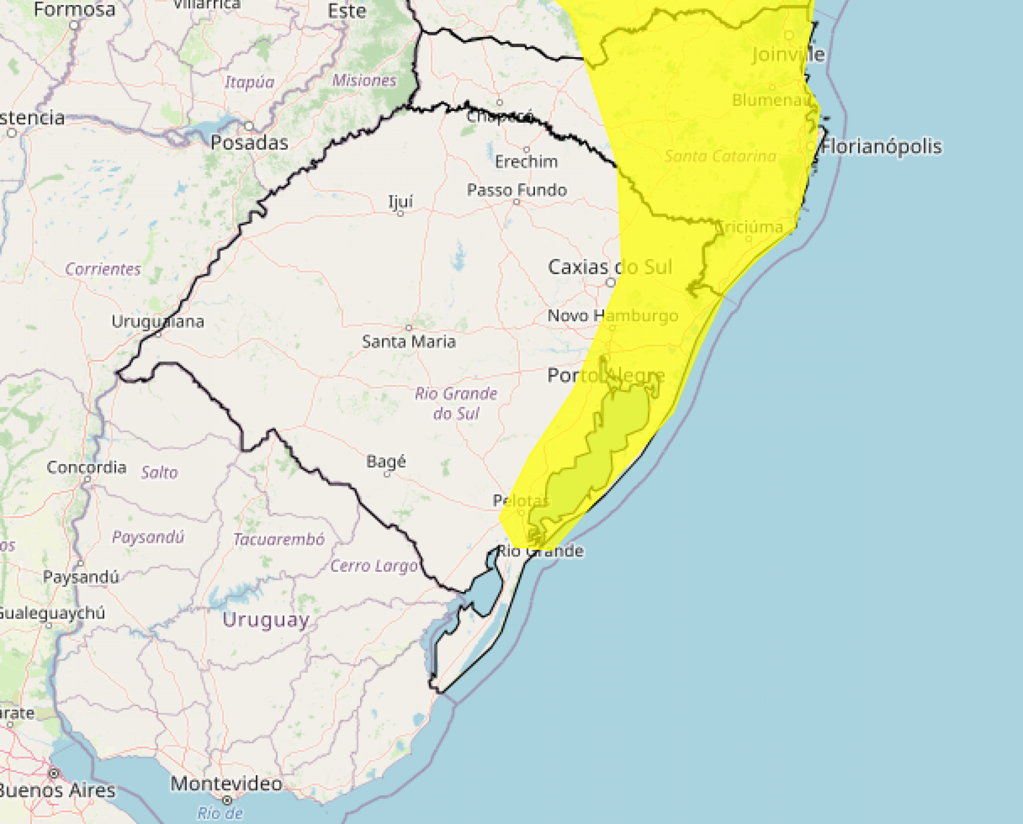 ALERTA DE TEMPESTADE: Inmet publica aviso amarelo para chuvas intensas no RS