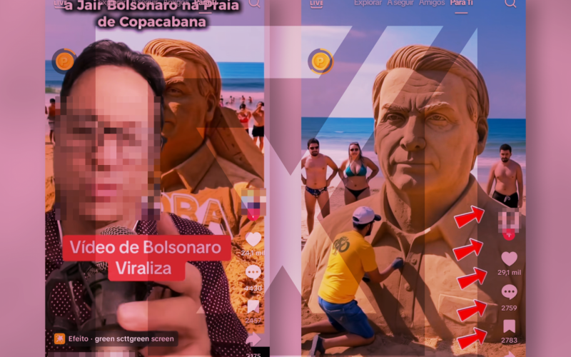 Um dos posts que viralizou é de um homem que usa o vídeo da escultura como pano de fundo – ele aparece à frente, comentando a imagem | abc+