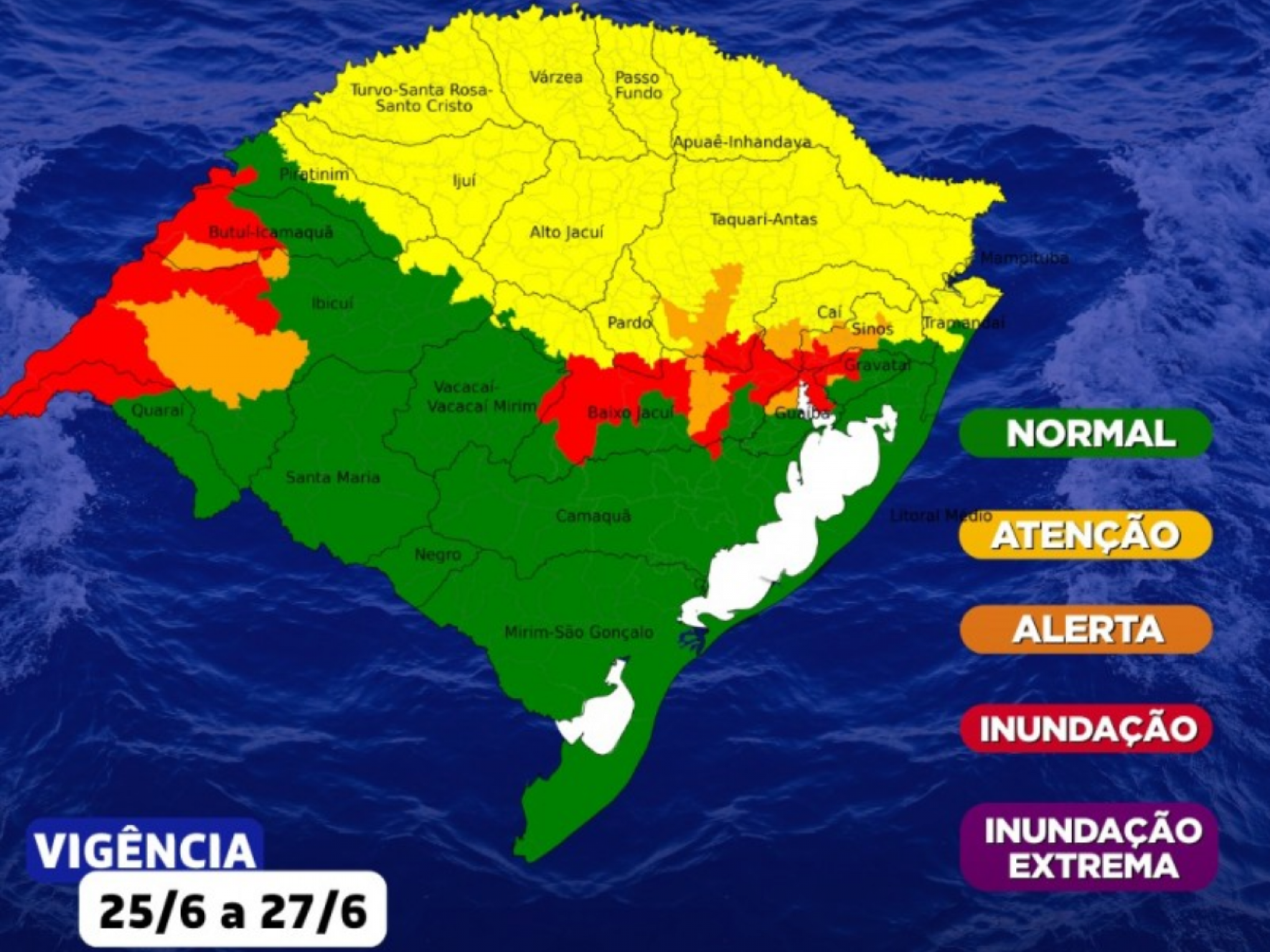 Rios do RS seguem em status de alerta para inundações; confira situação da região
